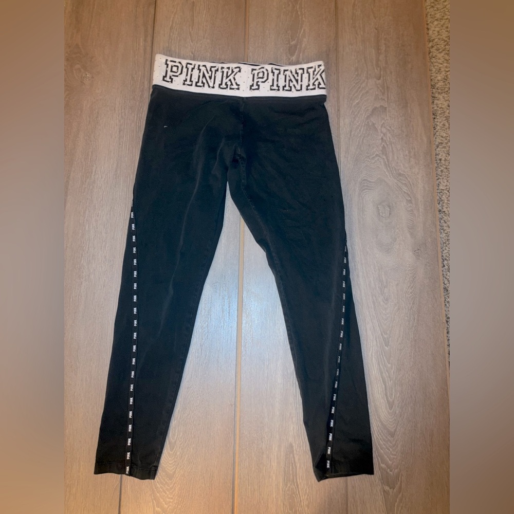 PINK Yoga Leggings with Rhinestone Embellished Waistband
